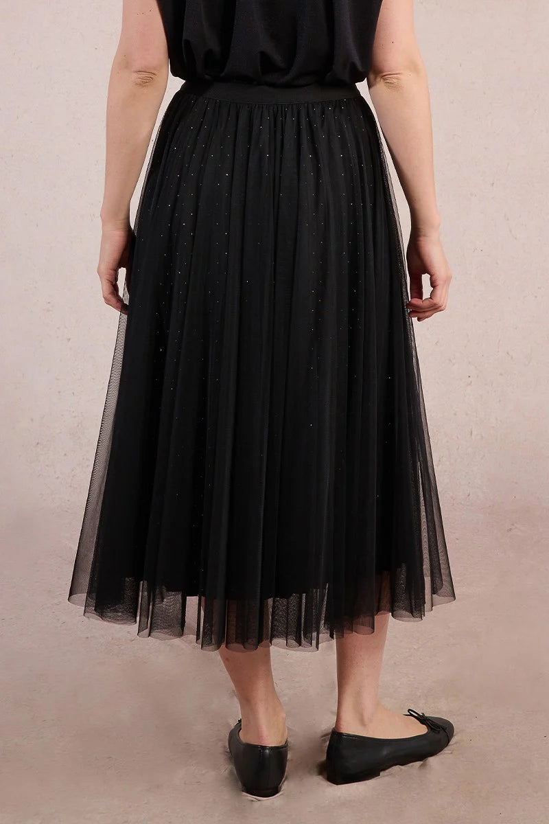 TULLE KNIT MESH SKIRT-BLACK-MOLLY BRACKEN