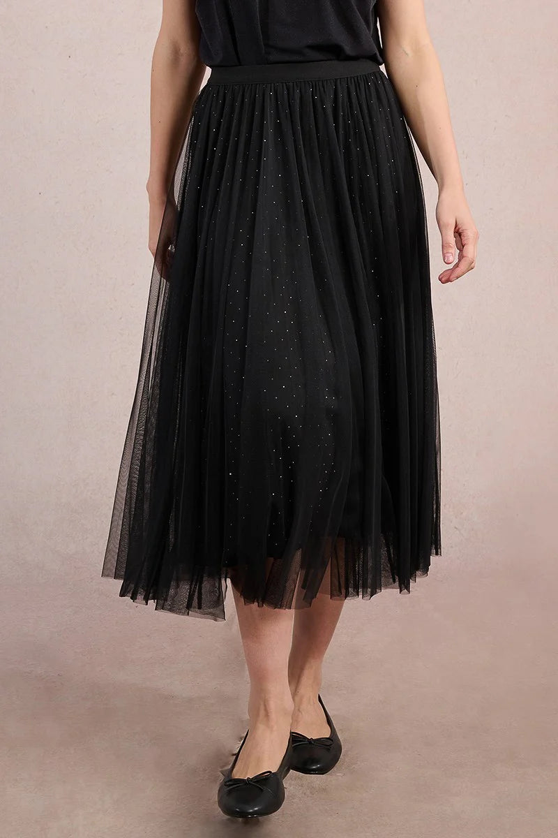 TULLE KNIT MESH SKIRT-BLACK-MOLLY BRACKEN