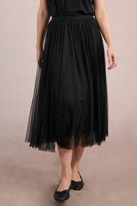 TULLE KNIT MESH SKIRT-BLACK-MOLLY BRACKEN