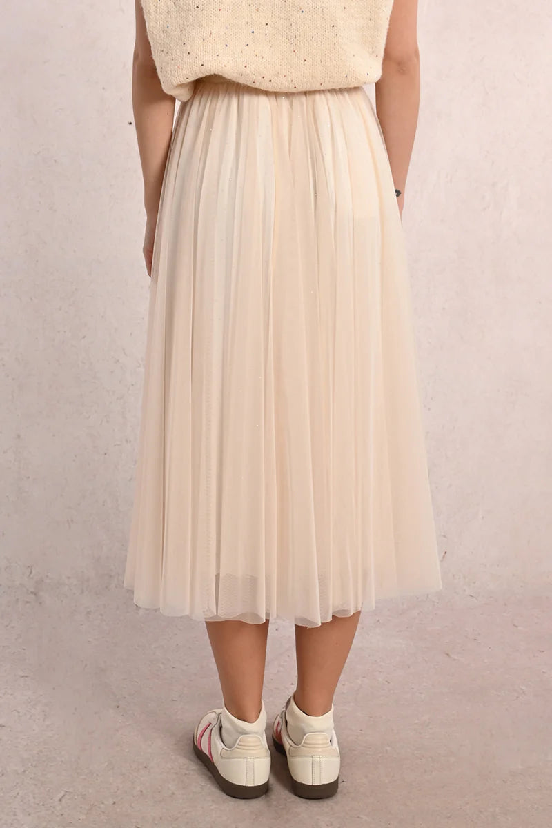 TULLE KNIT MESH SKIRT-OFF WHITE-MOLLY BRACKEN