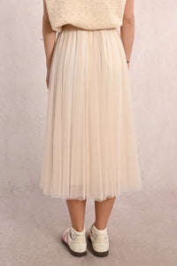 TULLE KNIT MESH SKIRT-OFF WHITE-MOLLY BRACKEN
