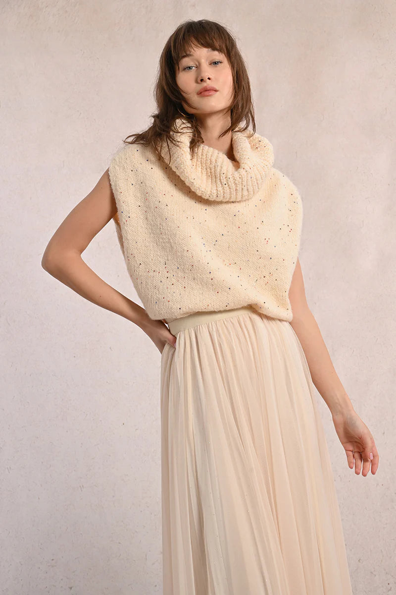 TULLE KNIT MESH SKIRT-OFF WHITE-MOLLY BRACKEN