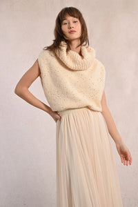 TULLE KNIT MESH SKIRT-OFF WHITE-MOLLY BRACKEN