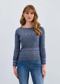 LONG SLEEVE RIB SWEATER-INDIGO-FDJ FRENCH DRESSING