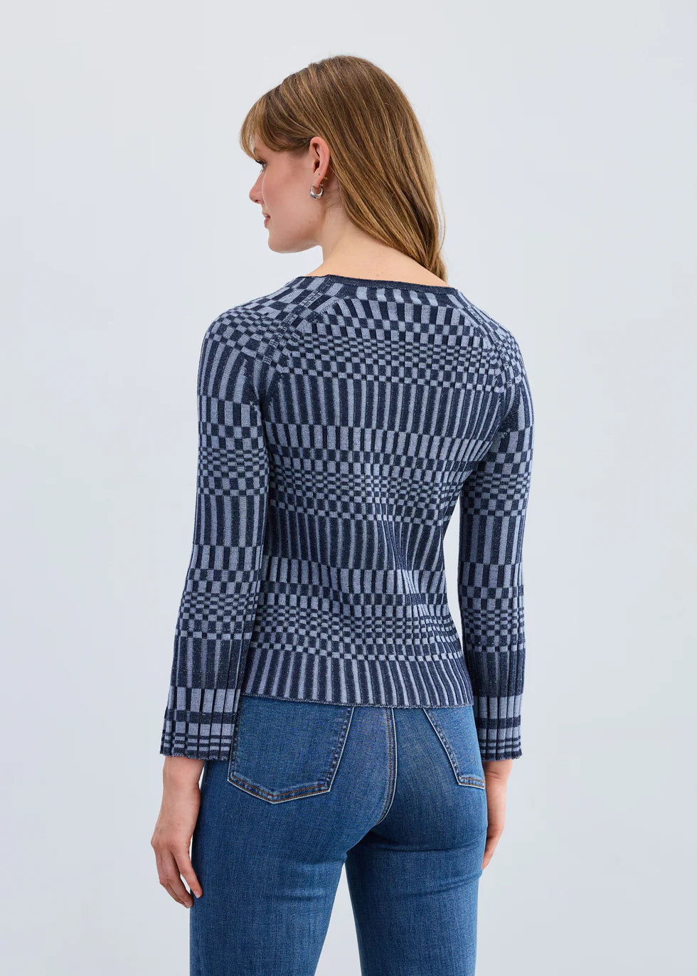 LONG SLEEVE RIB SWEATER-INDIGO-FDJ FRENCH DRESSING