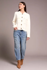 DOUBLE KNIT COLLAR SWEATER CARDIGAN-MOONSTONE-TRIBAL