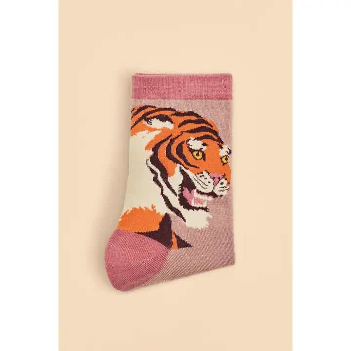 THRILL OF THE TIGER ANKLE SOCKS-DUSTY ROSE-POWDER