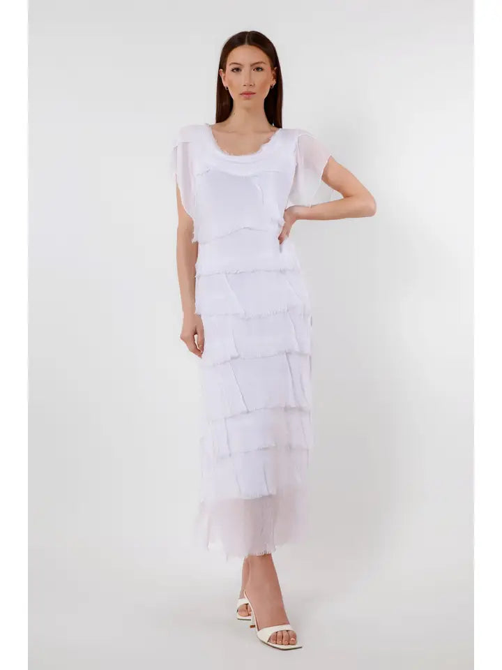 MIRIAM S/S RUFFLE DRESS-ONE SIZE-TEES BY TINA