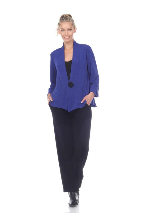 ROYAL BLUE ONE BUTTON SWING JACKET-MOONLIGHT