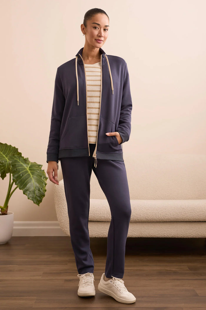 TECHNO LUX TEXTURED MOCK NECK ZIP CARDI-SAPPHIRE-TRIBAL