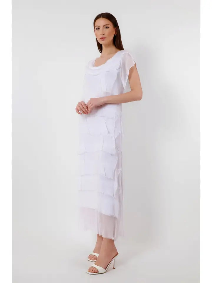 MIRIAM S/S RUFFLE DRESS-ONE SIZE-TEES BY TINA