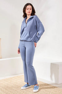 TECHNO LUX ZIP MOCK NECK-SLATE BLUE-TRIBAL