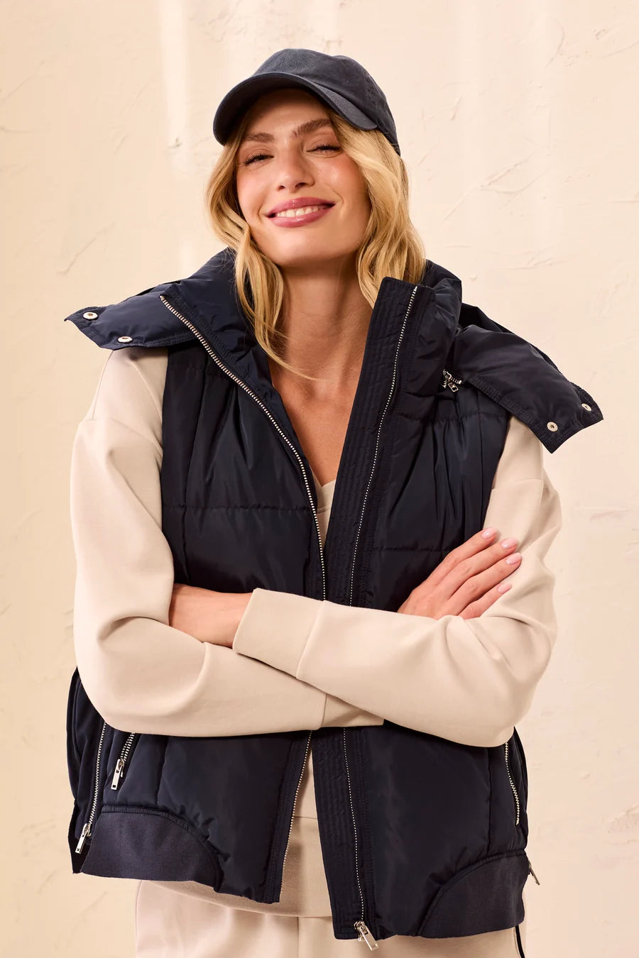 QUILTED PUFFER VEST-SAPPHIRE-TRIBAL