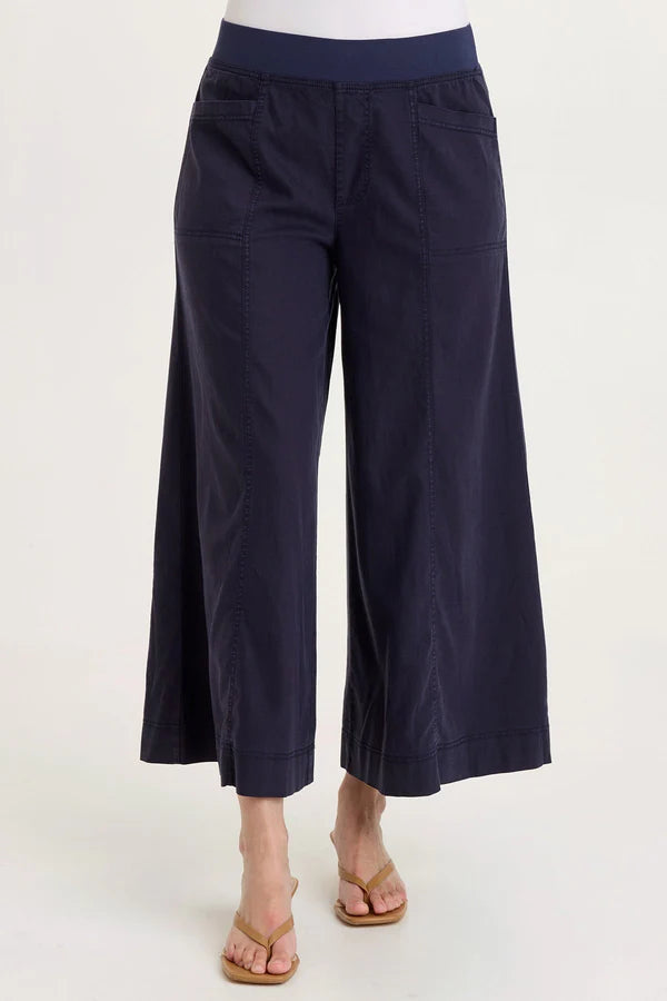 SHAUN TWILL WIDE-LEG CROP-NAVY-WEARABLES ~ XCVI