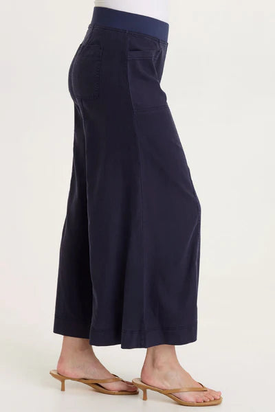 SHAUN TWILL WIDE-LEG CROP-NAVY-WEARABLES ~ XCVI