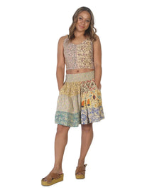 PATCHWORK SKORT-SAND-BLUE SKY