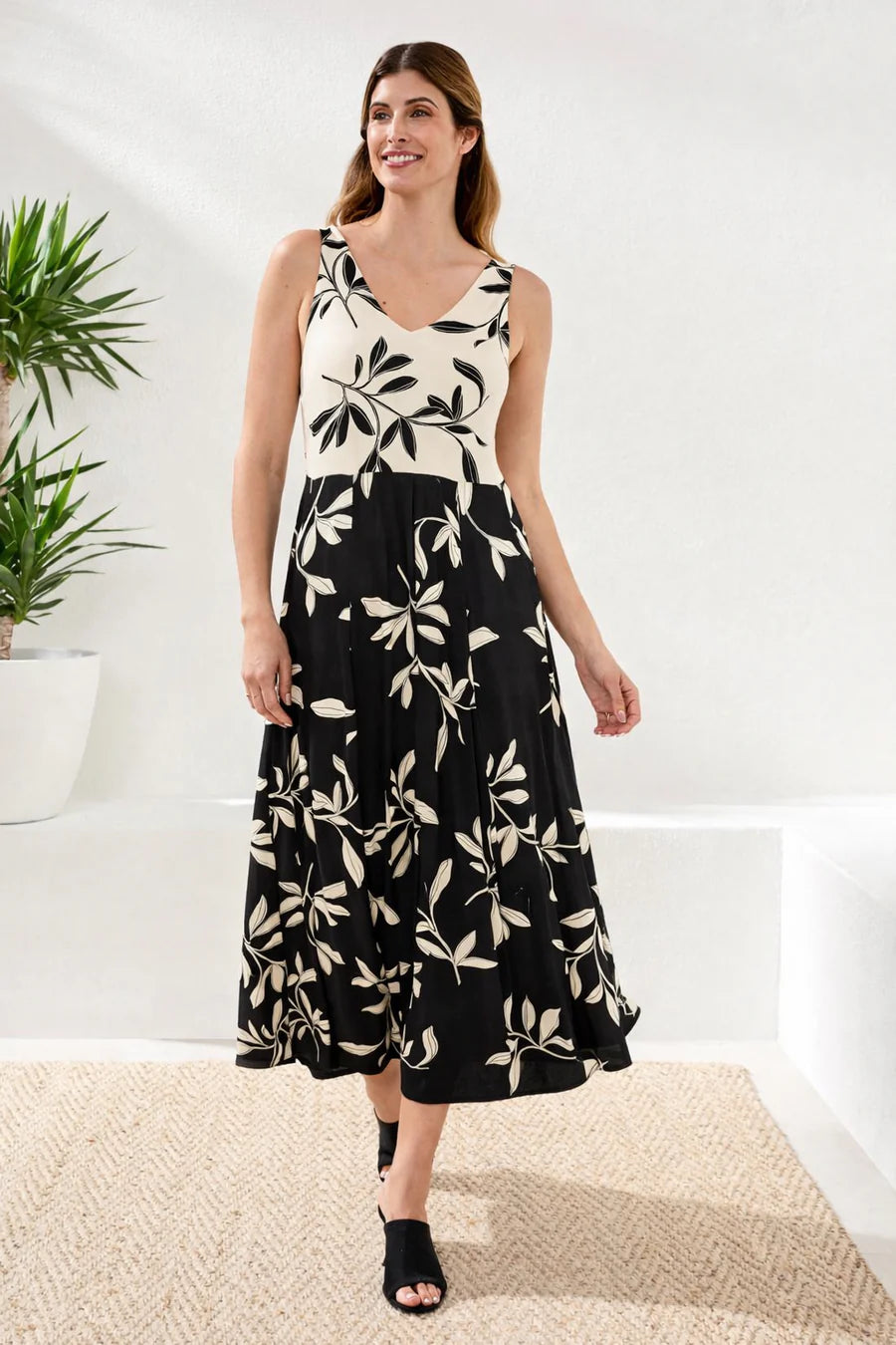 SOFT JERSEY TWO-TONE DRESS-TRIBAL