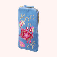 SEAFARING CRAB VELVET SUNGLASS CASE-POWDER