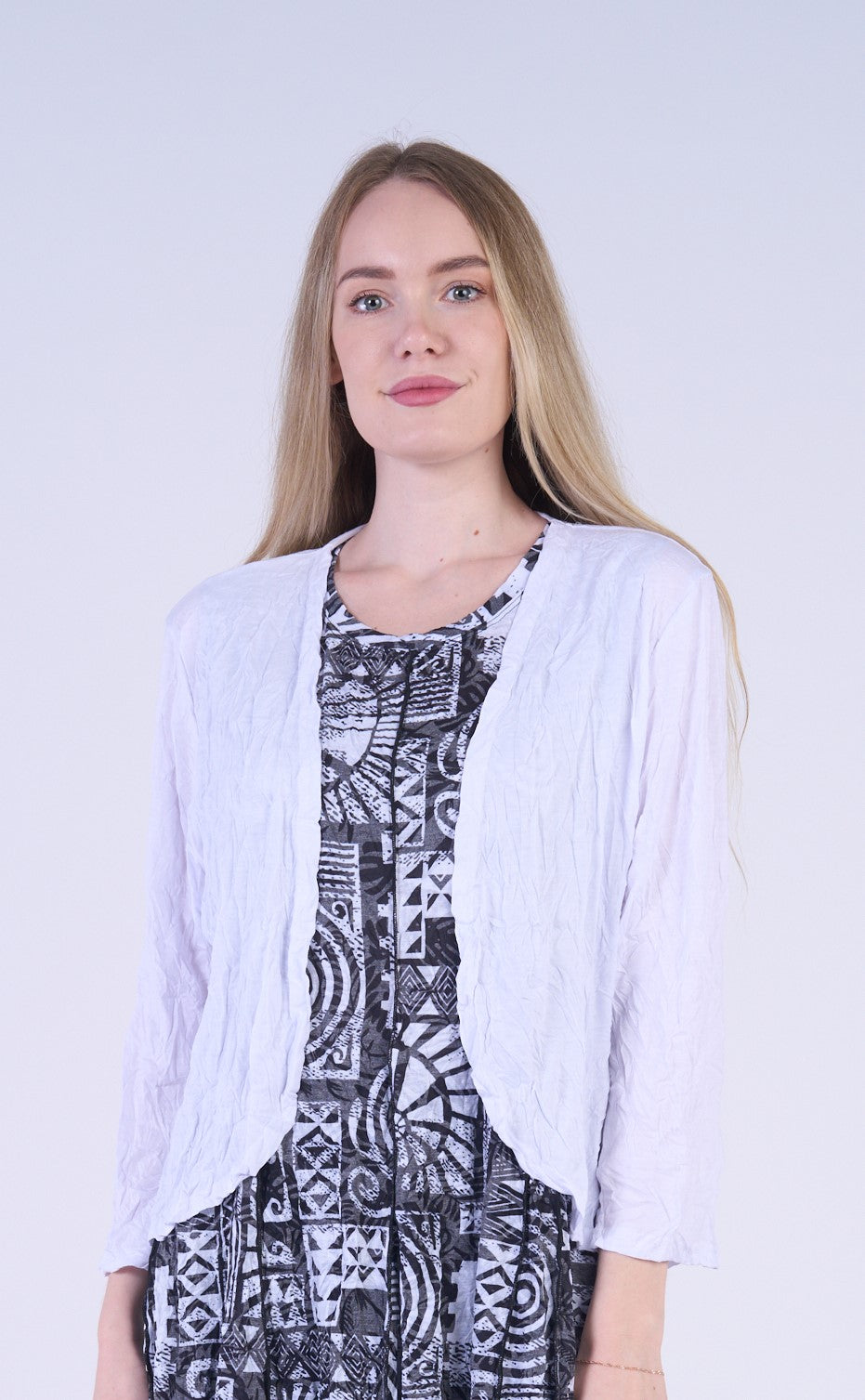 SHORT CRINKLE CARDIGAN-WHITE-SHANA