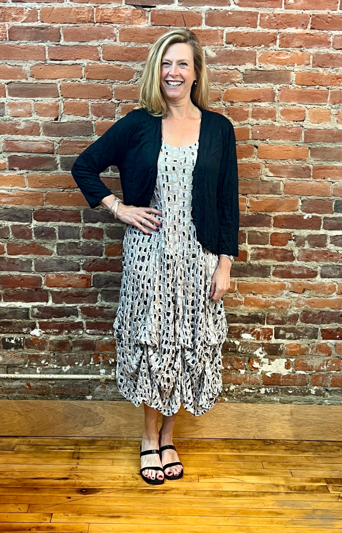SLEEVELESS LONG TULIP CRINKLE DRESS-KHAKI-SHANA