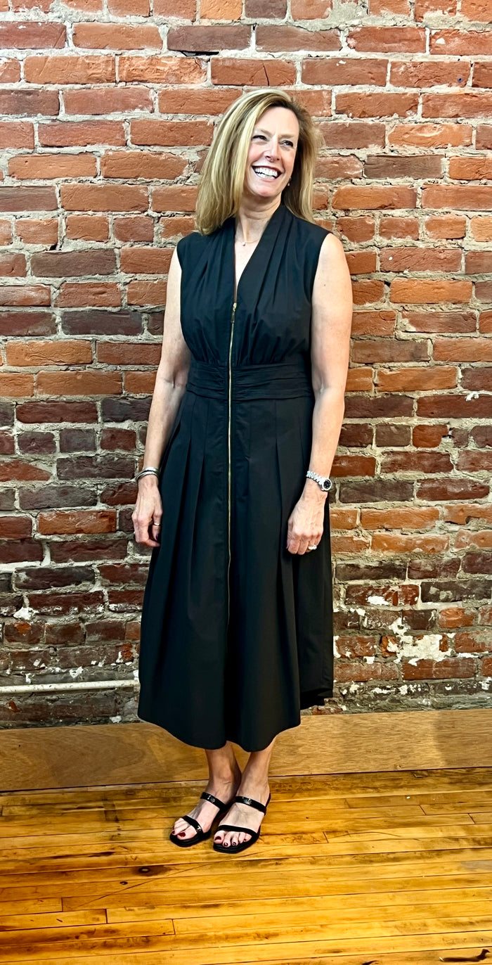 SLEEVLESS ZIP RETRO DRESS-BLACK-SHANA