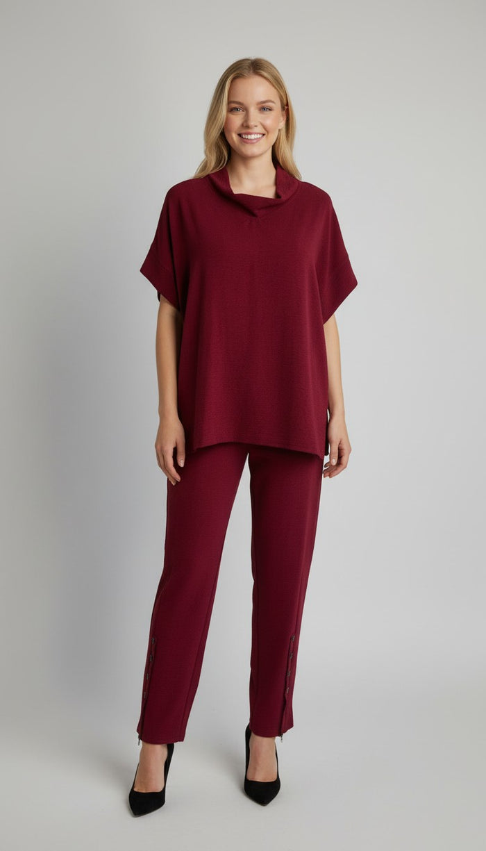 AIRFLOW MOCK NECK TOP-WINE-SHANA