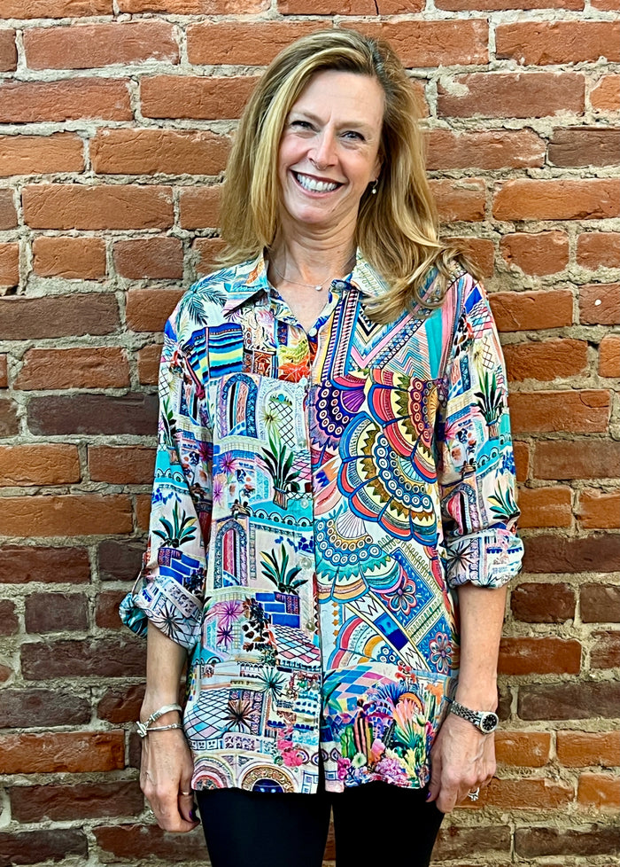 MOSAIC BUTTONDOWN CLASSIC BLOUSE-SHANA
