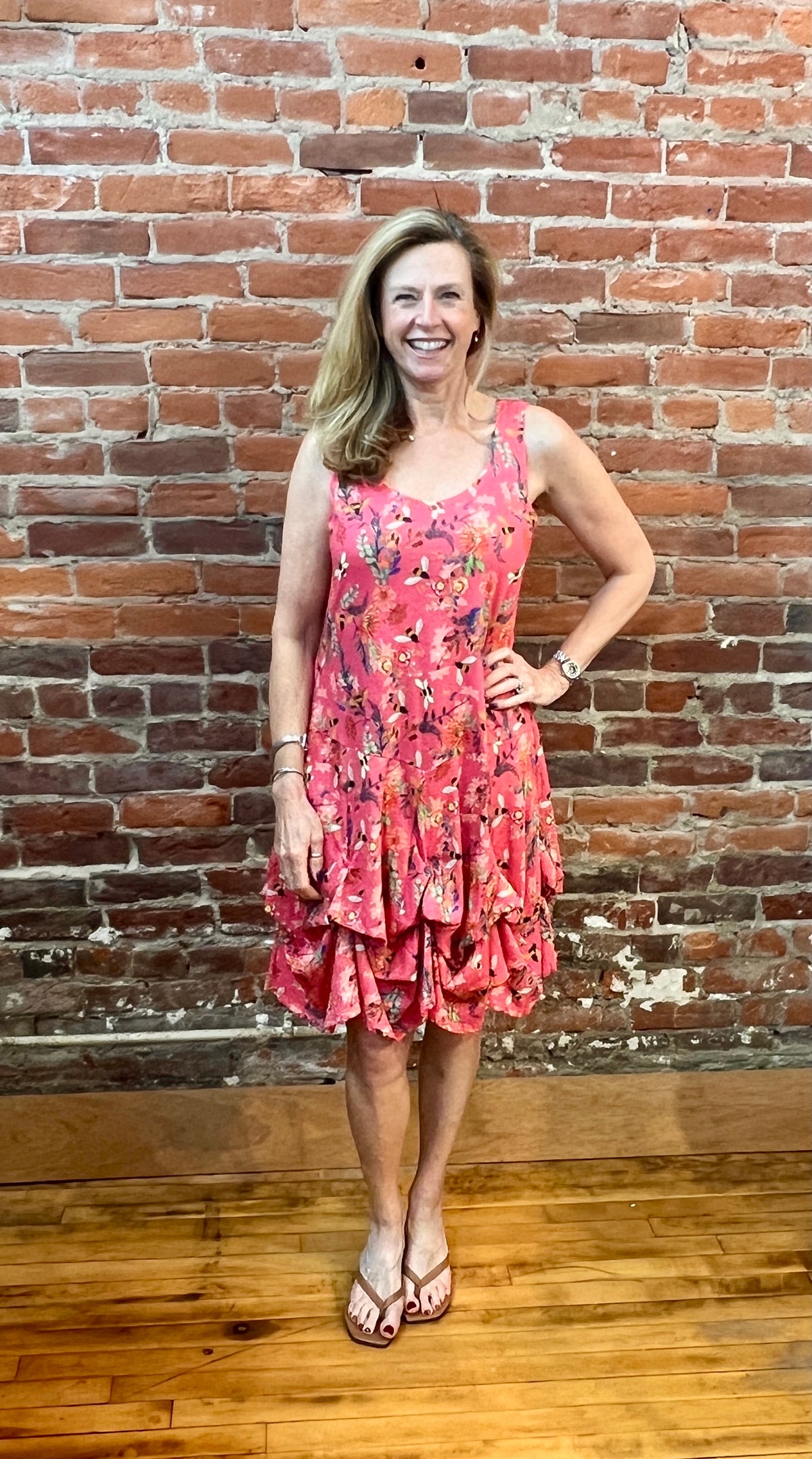 SLEEVELESS TULIP COTTON DRESS-BEE-SHANA