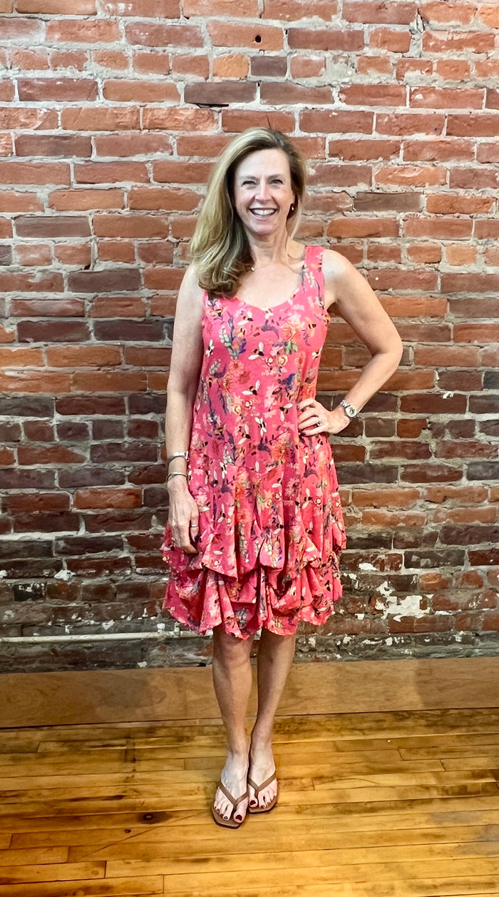 SLEEVELESS TULIP COTTON DRESS-BEE-SHANA