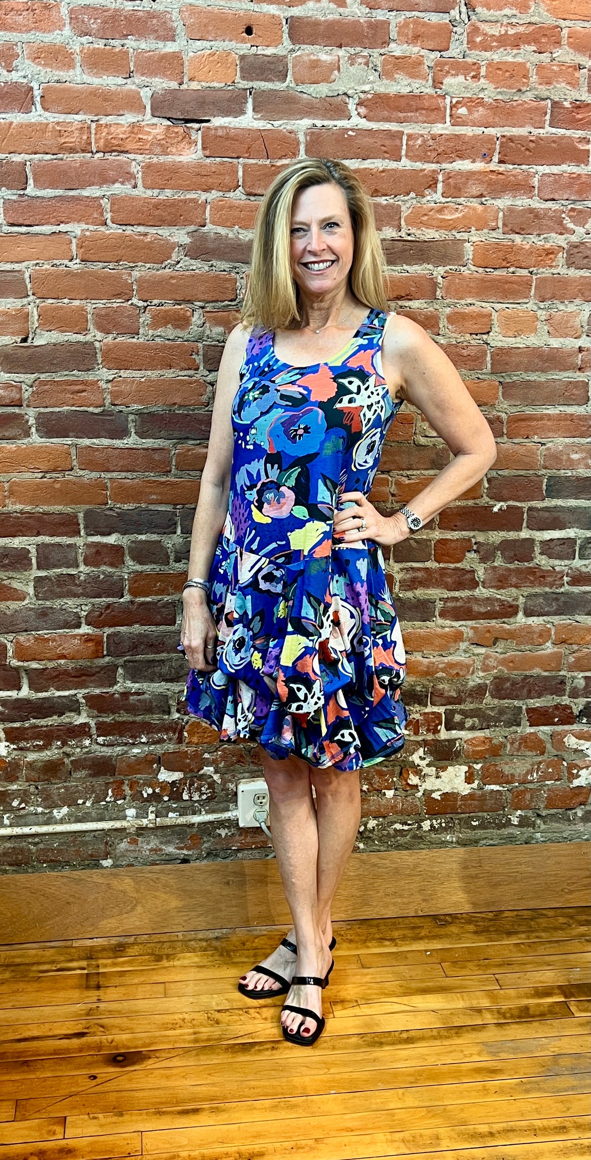SLEEVELESS TULIP COTTON DRESS-FLORAL-SHANA