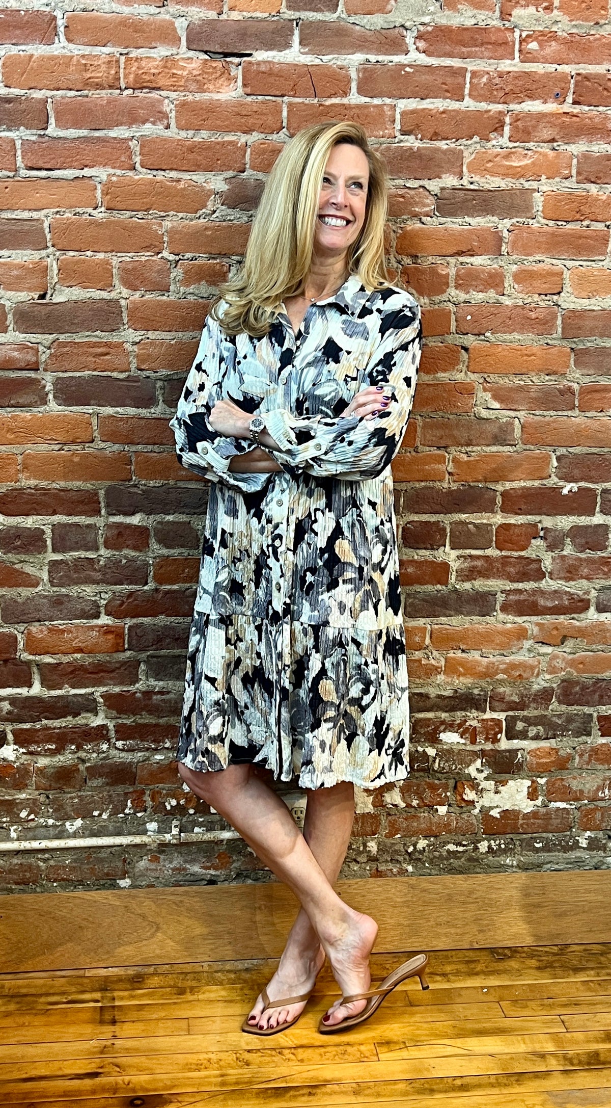 COTTON TIER BUTTON UP COLLAR DRESS-SHANA