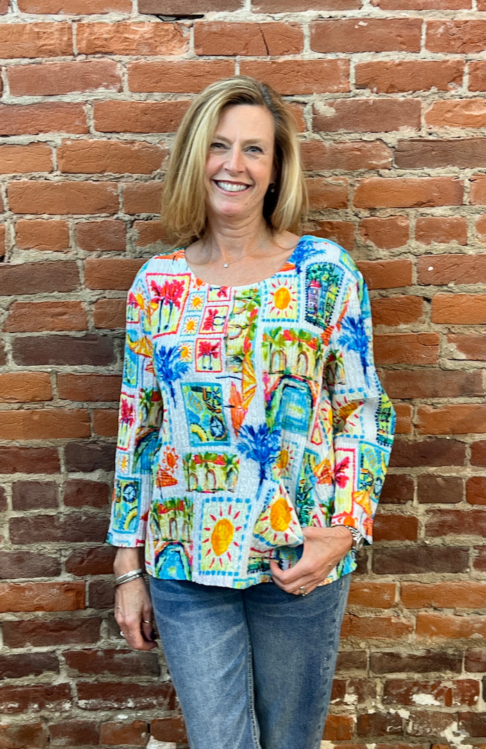 VACATION COTTON STRETCH TUNIC W/POCKET-SHANA