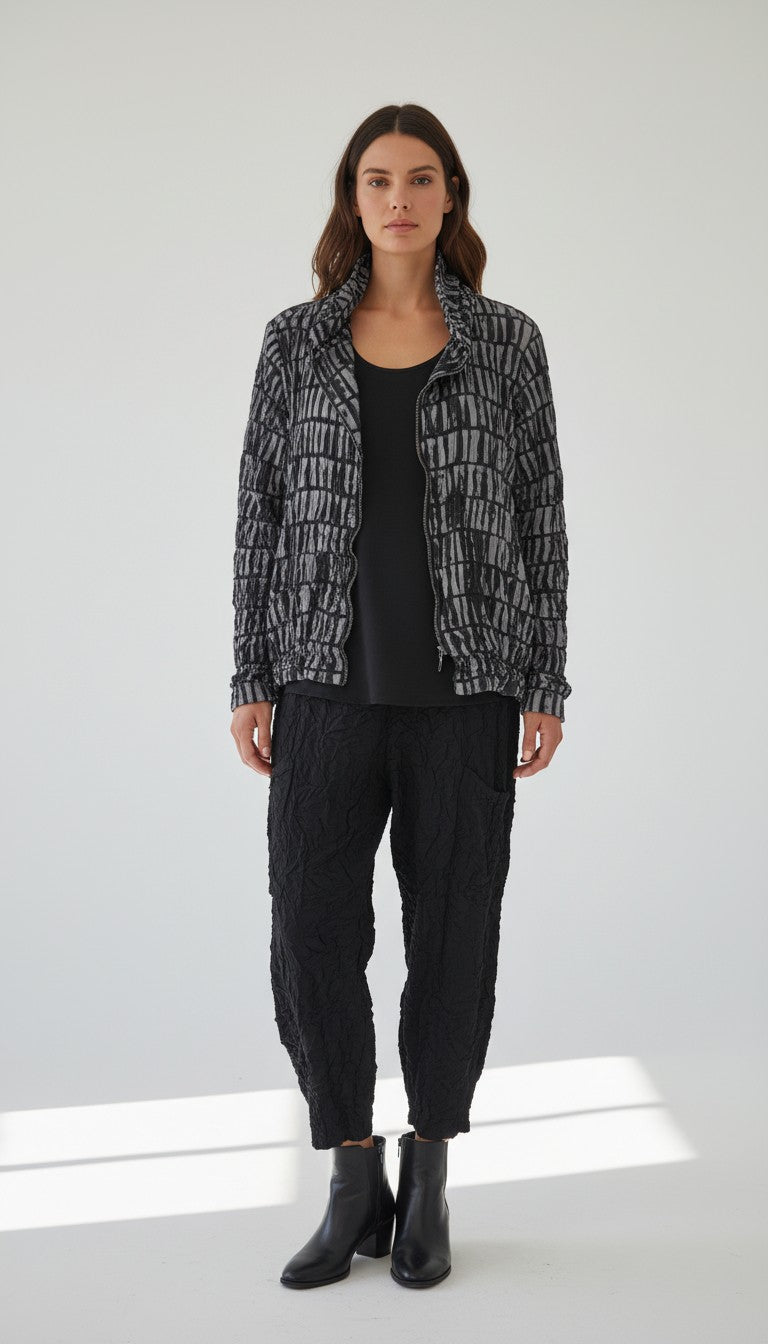 GREY MIX ZIPPER JACKET TOP-SHANA