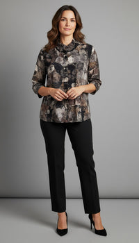 PATCH PRINT TOP GATHER COLLAR-SHANA