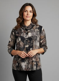 PATCH PRINT TOP GATHER COLLAR-SHANA