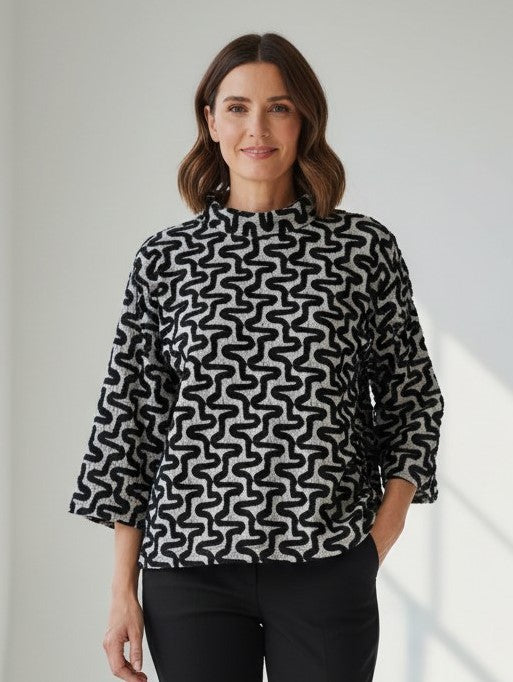 GEO MOCKNECK TOP-BLACK-SHANA