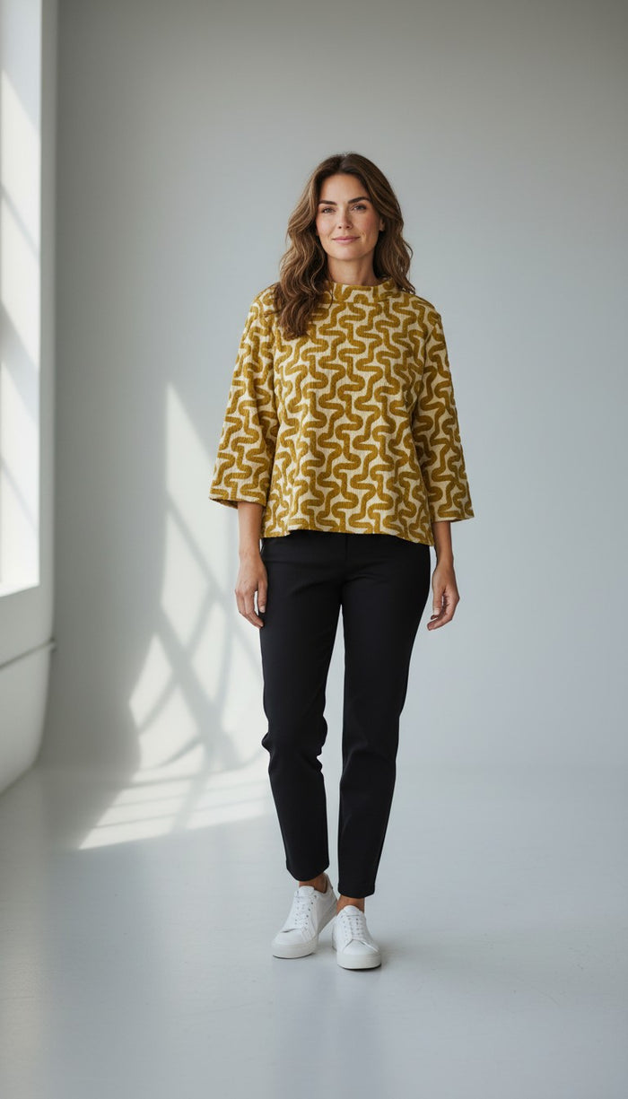 GEO MOCKNECK TOP-MUSTARD-SHANA