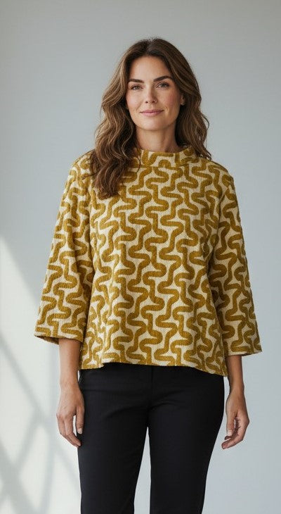 GEO MOCKNECK TOP-MUSTARD-SHANA