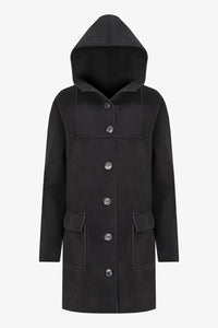 HOODED BUTTON LONG COAT-BLACK-M MADE IN ITALY