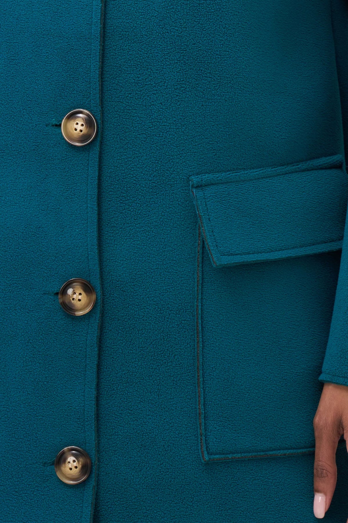 HOODED BUTTON LONG COAT-EMERALD-M MADE IN ITALY