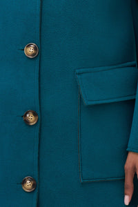 HOODED BUTTON LONG COAT-EMERALD-M MADE IN ITALY