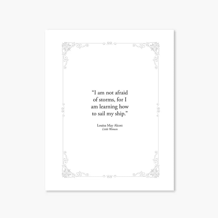 LITTLE WOMEN-NOT AFRAID OF STORMS-CLASSIC NOVEL ART PRINT-FOOTNOTES