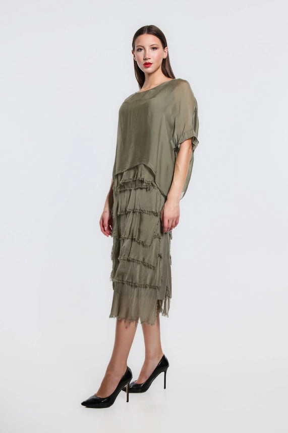 GAIL TIERED RUFFLE DRESS-ONE SIZE-TEES BY TINA