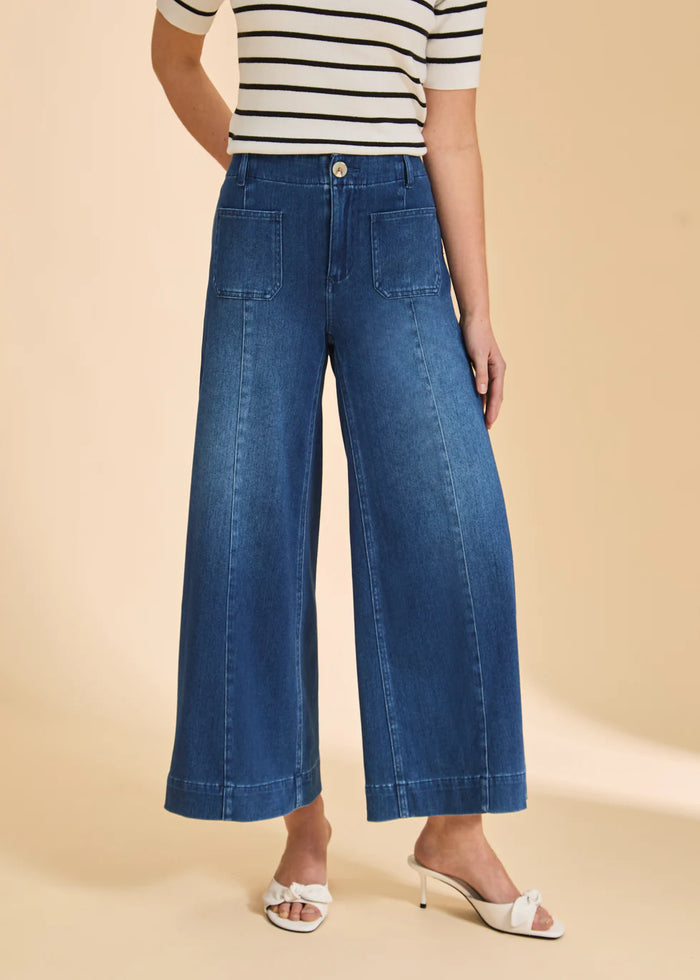 PULL ON WIDE LEG CROP DENIM PANT-BLUE DENIM-FDJ FRENCH DRESSING