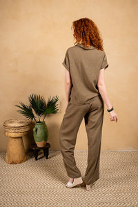 LINEN WIDE LEG PANT-ARMY-PAPARAZZI