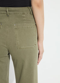 ERIN HI WAIST WIDE LEG DENIM-SMOKED GREEN-LYSSE