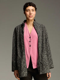 ZIP SWING BOILDED WOOL JACKET-MARASCHINO-CUT LOOSE