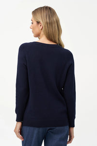 V-NECK KNIT SWEATER-NAVY-M MADE IN ITALY