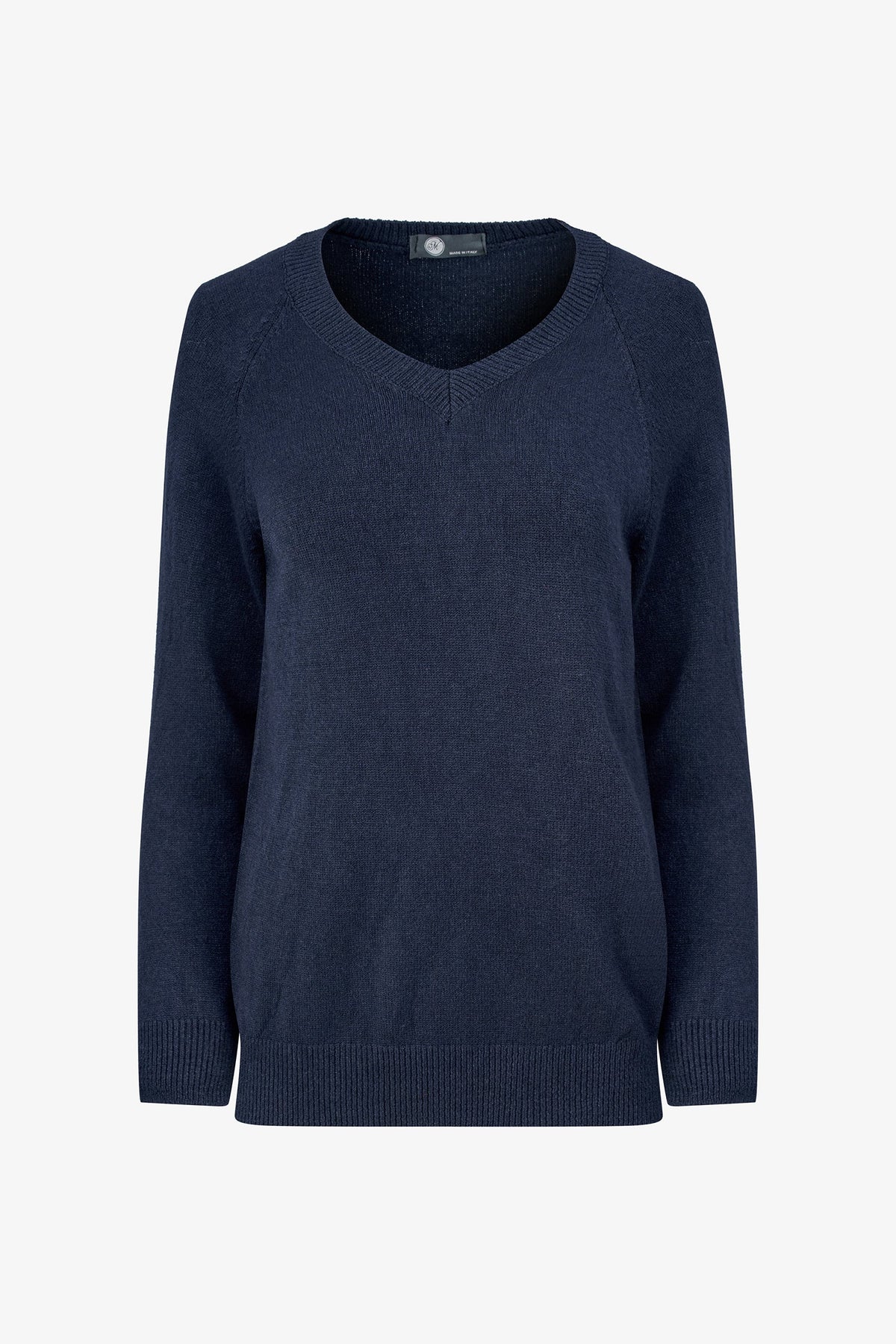 V-NECK KNIT SWEATER-NAVY-M MADE IN ITALY
