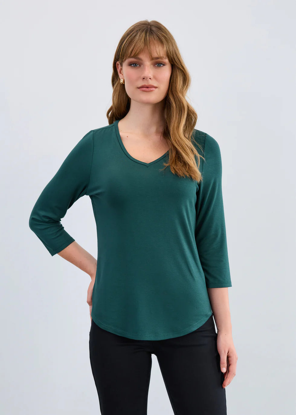3/4 SLEEVE V-NECK-SPRUCE-FDJ FRENCH DRESSING